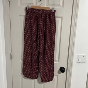 Old Navy‎ Pants Women Medium Petite Red High Rise Playa Wide Leg Boho Festival